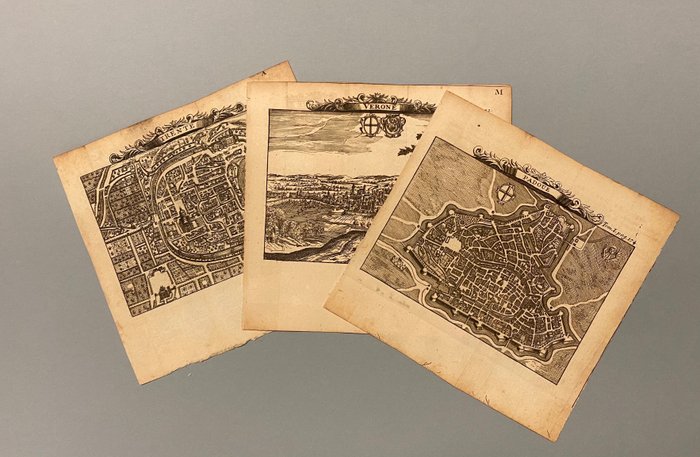 Europa, Stadsplan - Italien, norra Italien; Alexandre de Rogissart - Verone, Trente, Padoue - 1701-1720