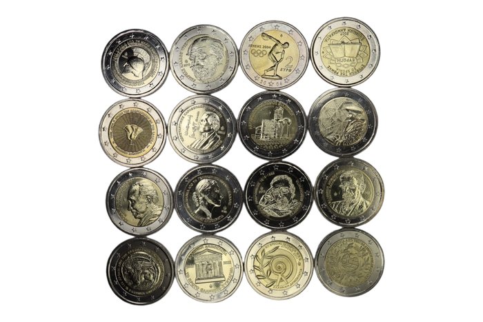 Ελλάδα. 2 Euro 2004/2023 (16 coins)  (χωρίς τιμή ασφαλείας)