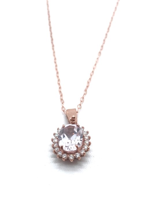 No Reserve Price - NESSUN PREZZO DI RISERVA - Necklace - 18 kt. Rose gold -  1.80 tw. Morganite - Diamond 