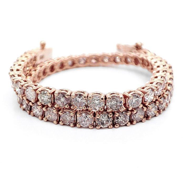 Zonder Minimumprijs - 4.74 Carat Pink Diamonds - Armband - 14 karaat Roségoud 