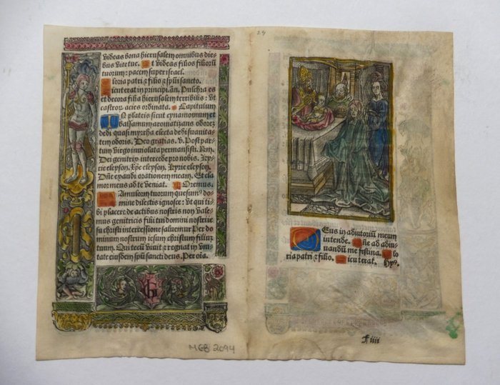 Anónimo - Illuminated vellum page from a Book of Hours - 1500