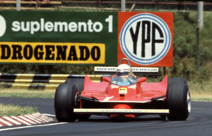 Photograph copyright stamp - Monza Circuit Ferrari 312 T4 Jody Scheckter  Photograph