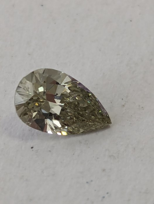 1 pcs Diamant - 1.05 ct - Brillant, Poire - N (teinté) - SI1