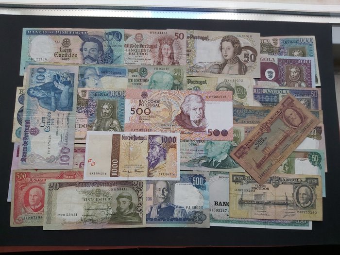 Portugalia i kolonie. - 27 banknotes - various dates  (Bez ceny minimalnej
)