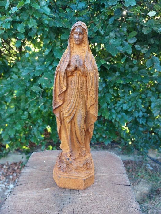 Statue, heavy metal statue of Saint Mary the virgin - 39 cm - Fer (fonte)