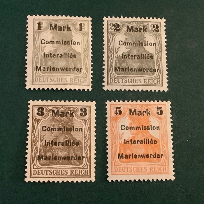 Marienwerder 1920 - 印有 Marianwerder 印花的日耳曼尼亞 - Michel 22/25