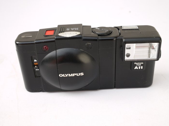 Olympus Xa2 mit D.Zuiko 3.5 35mm und Blitz A11 Analóg fényképezőgép