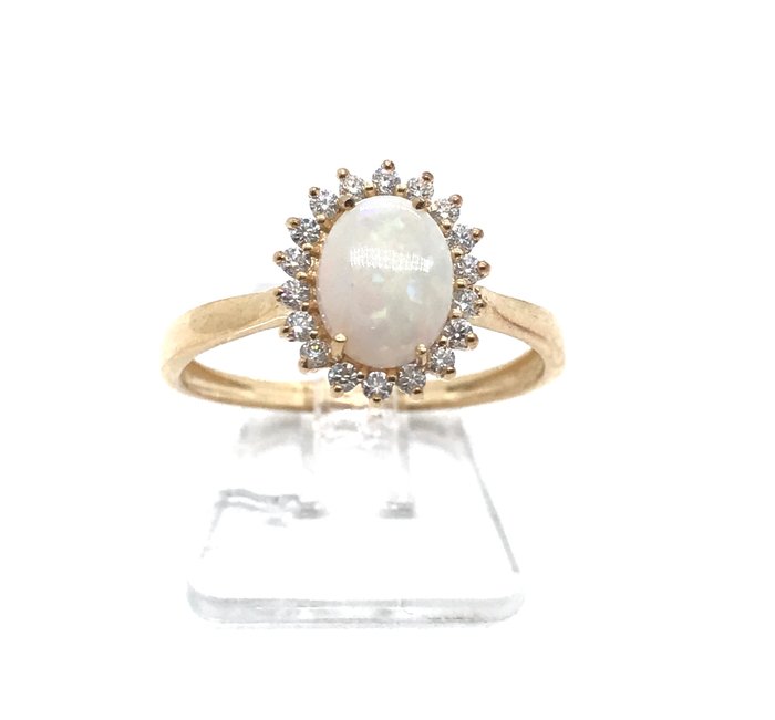 Ohne Mindestpreis - NESSUN PREZZO DI RISERVA - Ring - 18 kt Gelbgold -  1.70 tw. Opal - Diamant 