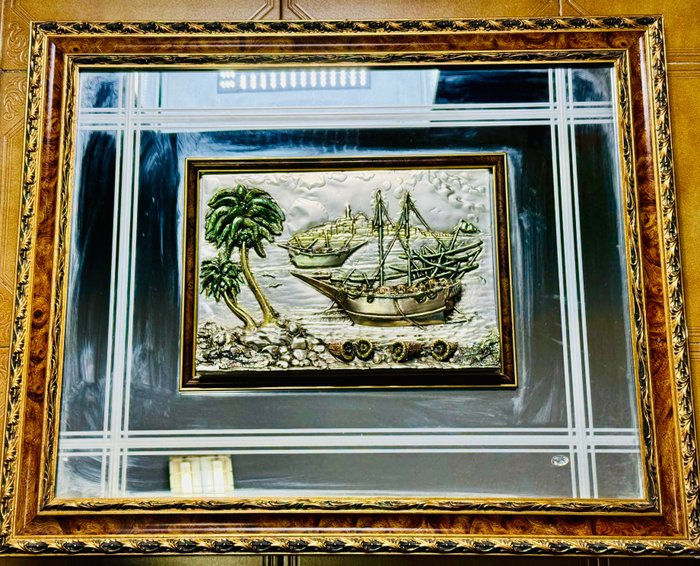 Glazed display frame- Seascape  - Silver laminated, Wood