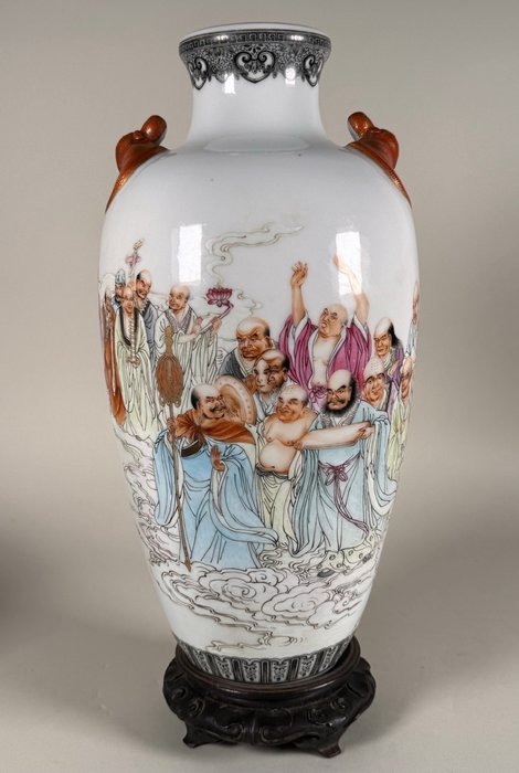 柱狀花瓶 - 瓷 - 中国  (没有保留价)