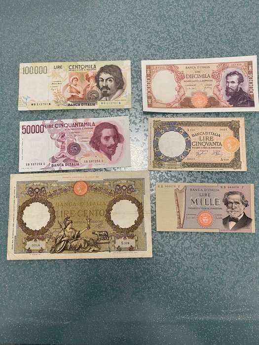義大利. - 6 banknotes - various dates  (沒有保留價)