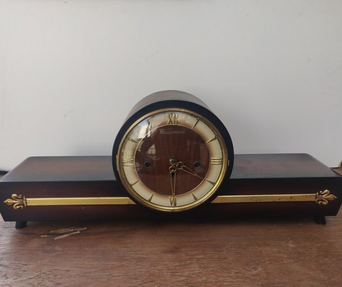 壁炉架时钟 - westminster -   木, 玻璃, 黄铜 - 1950-1960