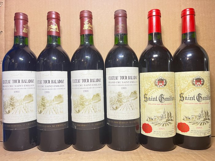 1993 x4 Château Tour Baladoz & 1993 x2 Château Saint-Emilion - 圣埃米利永 Grand Cru - 6 Bottles (0.75L)