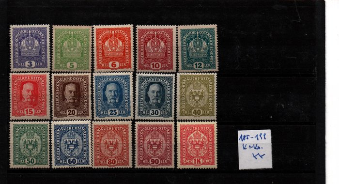 Österreich 1915/1915 - Kaiser und Krone feinst postfrisch - Katalognummer 185-199
