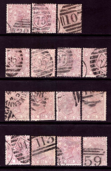 Gran Bretaña 1875/1879 - Conjunto 2 1/2d malva rosado - Stanley Gibbons 139, 141