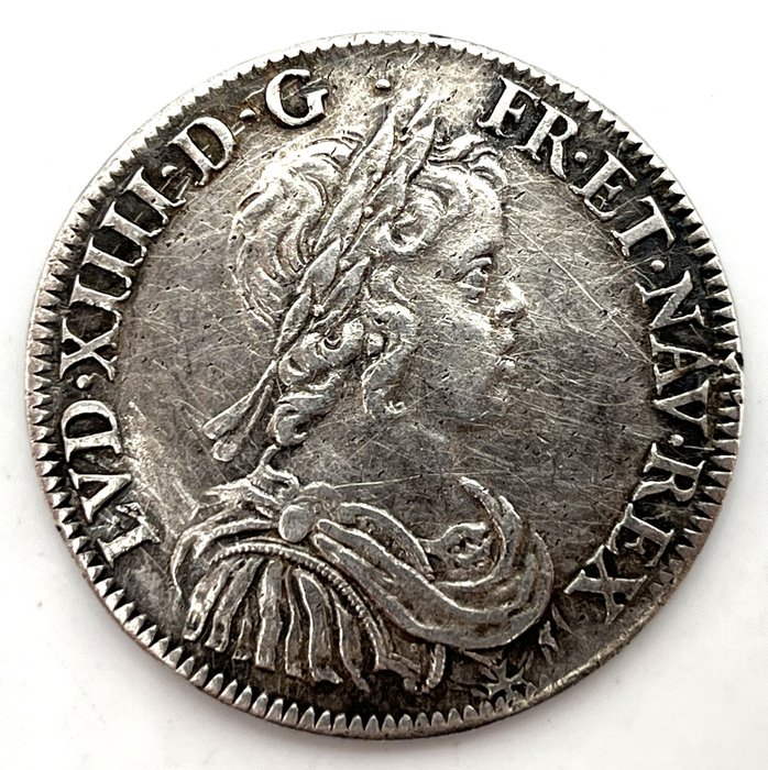 法國. 路易十四世 (1643-1715). 1/2 Écu 1644-A, Paris  (沒有保留價)