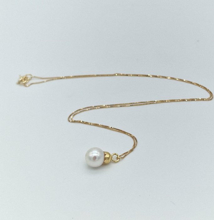 Ohne Mindestpreis - Halskette - 18 kt Gelbgold Perle 