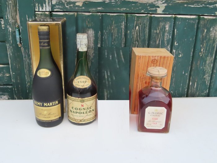 Rémy Martin, Audouin Frères, G. Fransac - VSOP Fine Champagne Cognac + VSOP Napoléon  - b. anii `60, anii `70, anii `80, anii `90 - 70 cl - 3 sticle