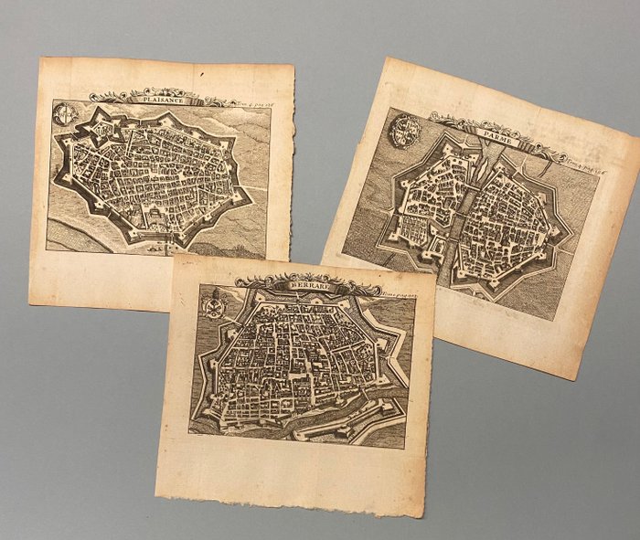 Europe, Plan de ville - Italie; Alexandre de Rogissart - Parme, Ferrare, Plaisance - 1701-1720