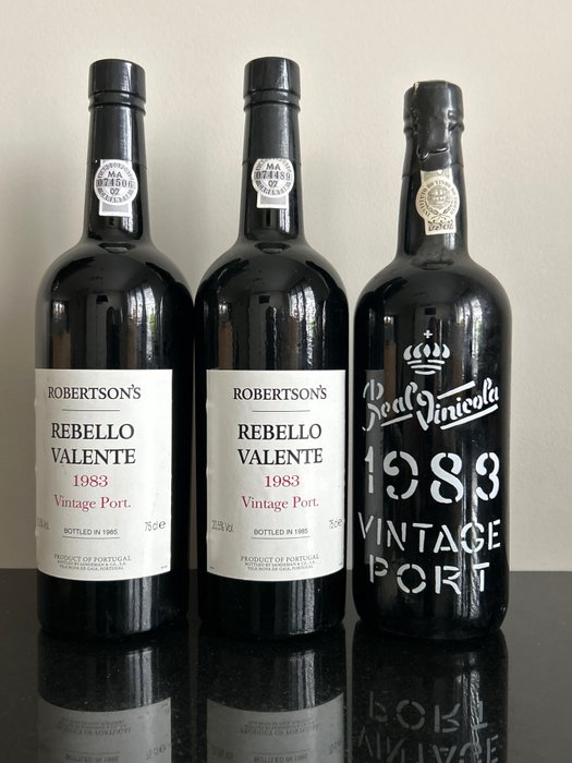 1983 Vintage Port: 2x Rebello Valente & Real Vinicola - 杜罗 - 3 Bottles (0.75L)