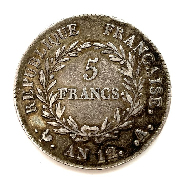 França. Consulado (1799-1804). 5 Francs An 12-A, Paris  (Sem preço de reserva)