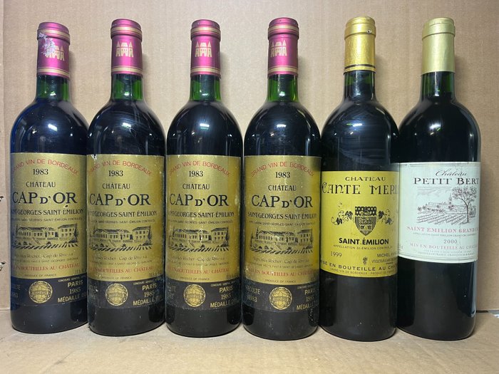 1983 Château Cap d'Or, Saint-Georges (4), 1999 Château Cante Merle (1), 2000 Château Petit Bert (1) - 圣埃米利永 Grand Cru - 6 Bottles (0.75L)