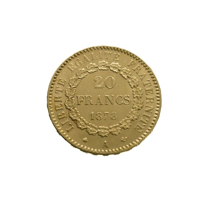 Ranska. 20 Francs 1878-A Genius