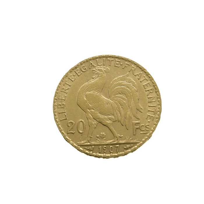 Ranska. Third Republic (1870-1940). 20 Francs 1907 Marianne